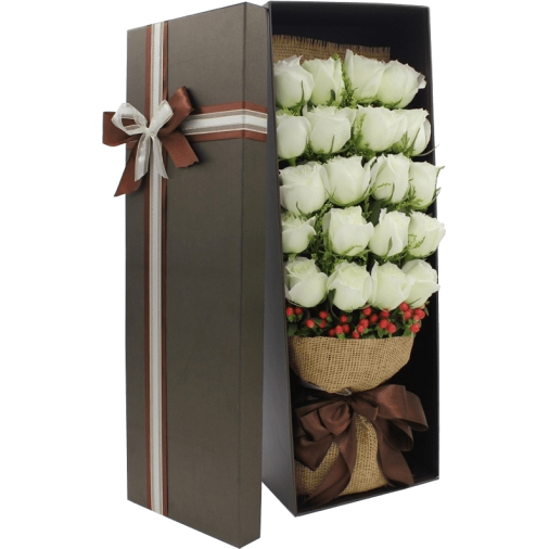 20 White Roses in Luxury Box